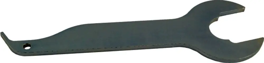Universalschlüssel von Wolf mit einem charakteristischen gebogenen Design und einer Öffnung für Schrauben oder Muttern. Geeignet für verschiedene Anwendungen in Werkstätten.